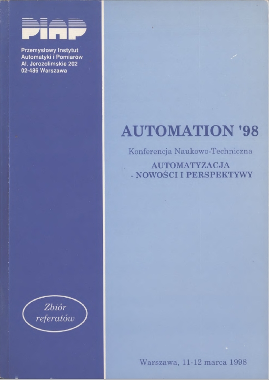 Okładka materiałów konferencyjnych z konferencji AUTOMATION z 1998 roku