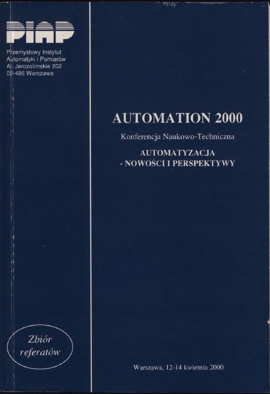 Okładka materiałów konferencyjnych z konferencji AUTOMATION z 2000 roku