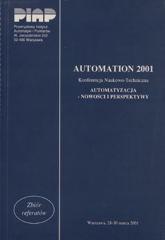 Okładka materiałów konferencyjnych z konferencji AUTOMATION z 2001 roku