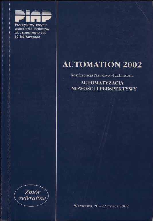 Okładka materiałów konferencyjnych z konferencji AUTOMATION z 2002 roku