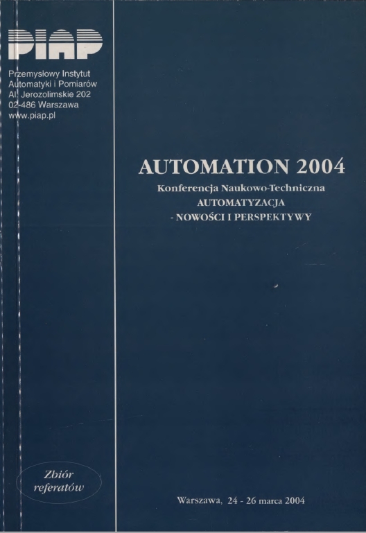 Okładka materiałów konferencyjnych z konferencji AUTOMATION z 2004 roku