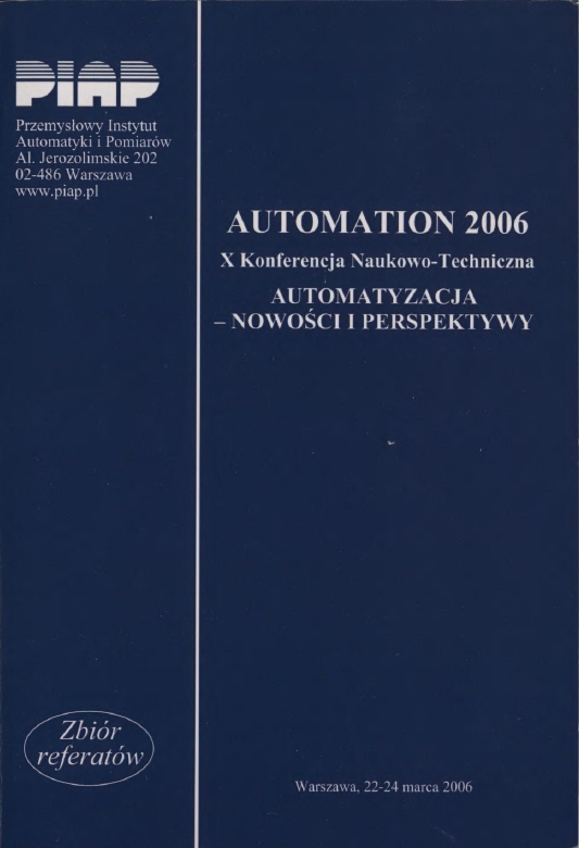 Okładka materiałów konferencyjnych z konferencji AUTOMATION z 2006 roku