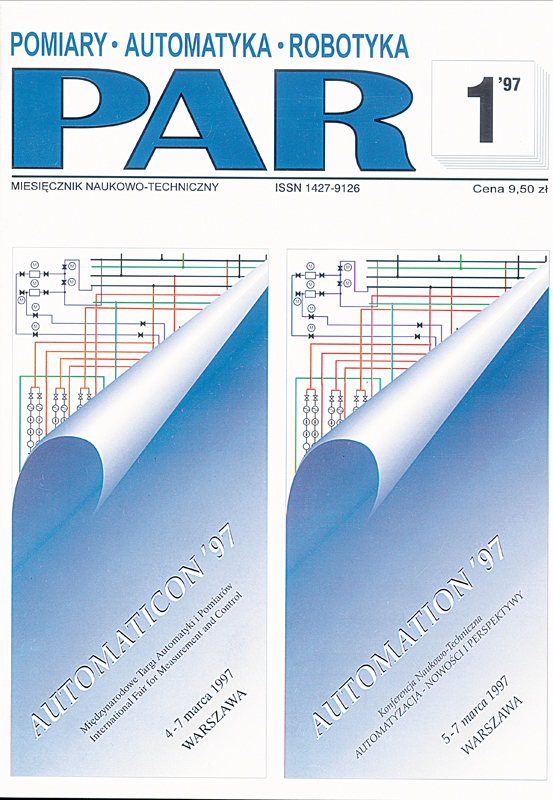 Okładka czasopisma Pomiary Automatyka Robotyka nr 1/1997