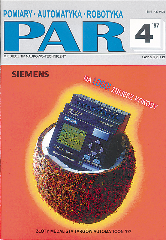 Okładka czasopisma Pomiary Automatyka Robotyka nr 4/1997