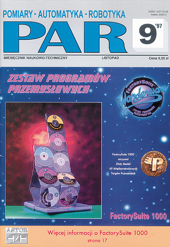 Okładka czasopisma Pomiary Automatyka Robotyka nr 9/1997