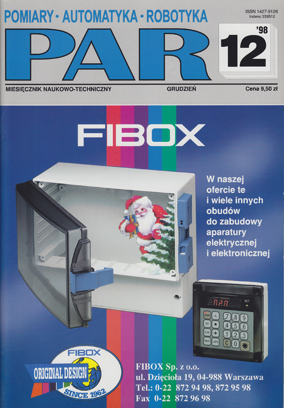 Okładka czasopisma Pomiary Automatyka Robotyka nr PAR 12/1998