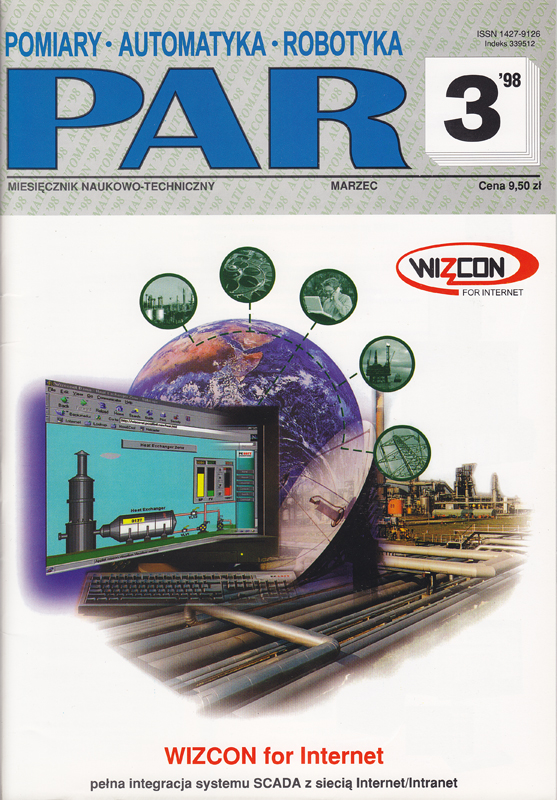 Okładka czasopisma Pomiary Automatyka Robotyka nr PAR 3/1998