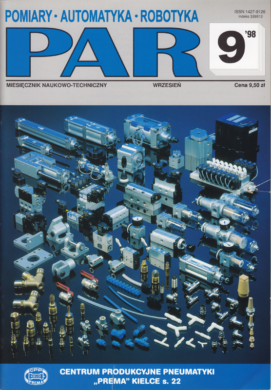 Okładka czasopisma Pomiary Automatyka Robotyka nr PAR 9/1998