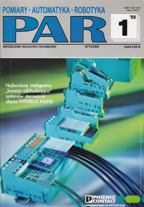 Okładka czasopisma Pomiary Automatyka Robotyka nr PAR 1/1999