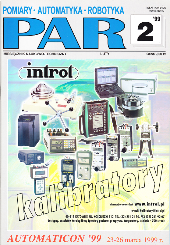 Okładka czasopisma Pomiary Automatyka Robotyka nr PAR 2/1999