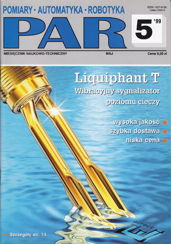 Okładka czasopisma Pomiary Automatyka Robotyka nr PAR 5/1999
