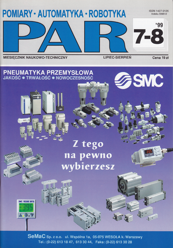 Okładka czasopisma Pomiary Automatyka Robotyka nr PAR 7-8/1999