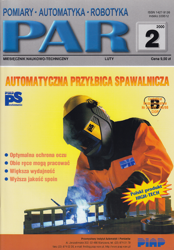 Okładka czasopisma Pomiary Automatyka Robotyka nr PAR 02/2000