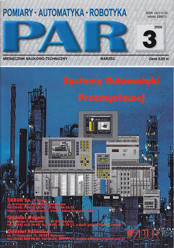 Okładka czasopisma Pomiary Automatyka Robotyka nr PAR 03/2000