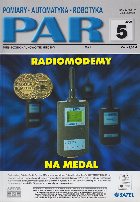 Okładka czasopisma Pomiary Automatyka Robotyka nr PAR 05/2000