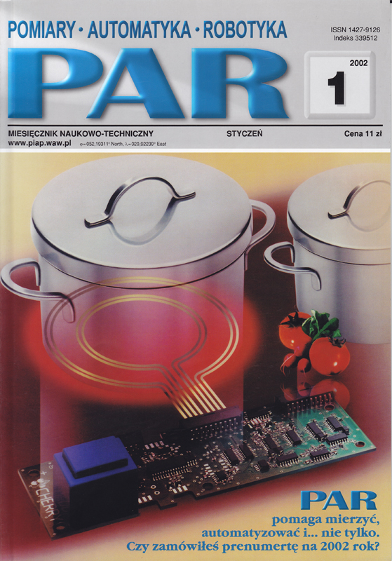 Okładka czasopisma Pomiary Automatyka Robotyka nr PAR 01/2002