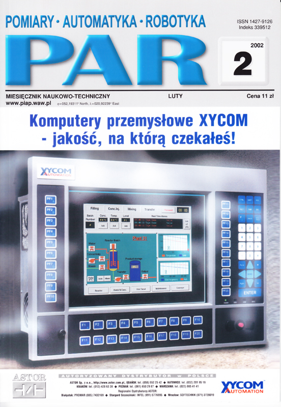 Okładka czasopisma Pomiary Automatyka Robotyka nr PAR 02/2002