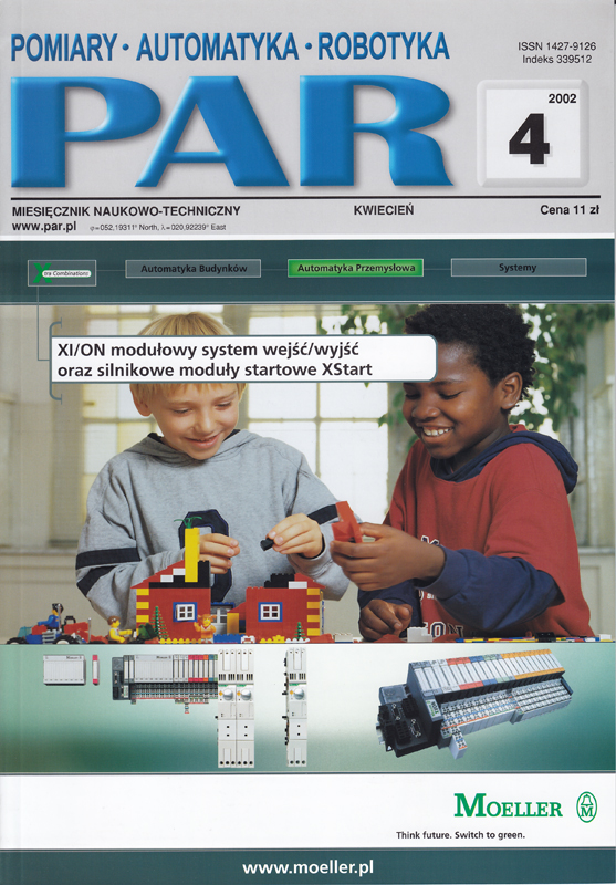 Okładka czasopisma Pomiary Automatyka Robotyka nr PAR 04/2002