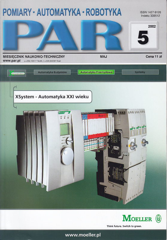 Okładka czasopisma Pomiary Automatyka Robotyka nr PAR 05/2002