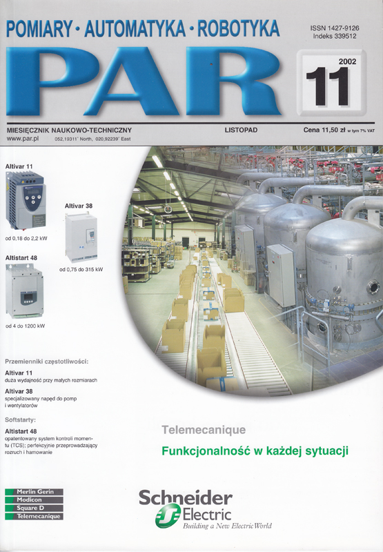 Okładka czasopisma Pomiary Automatyka Robotyka nr PAR 11/2002