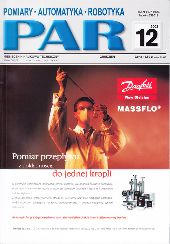 Okładka czasopisma Pomiary Automatyka Robotyka nr PAR 12/2002