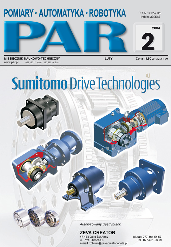 Okładka czasopisma Pomiary Automatyka Robotyka nr PAR 02/2004