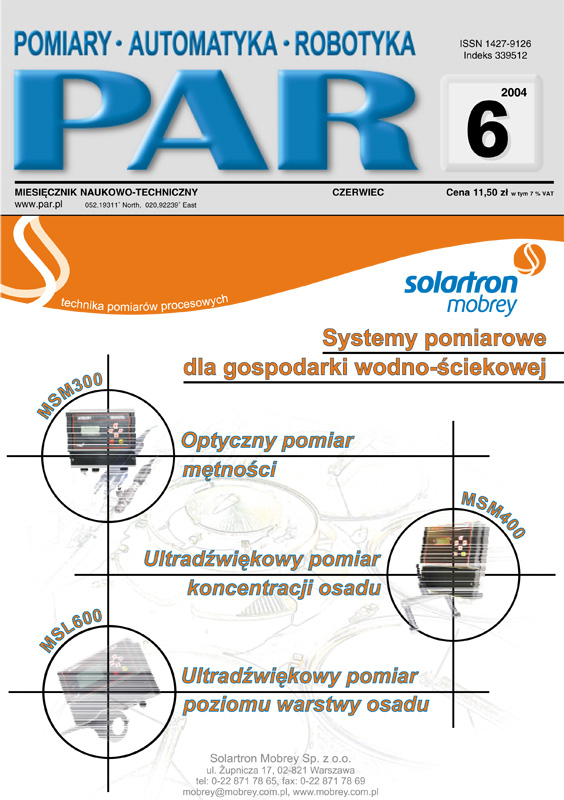Okładka czasopisma Pomiary Automatyka Robotyka nr PAR 06/2004