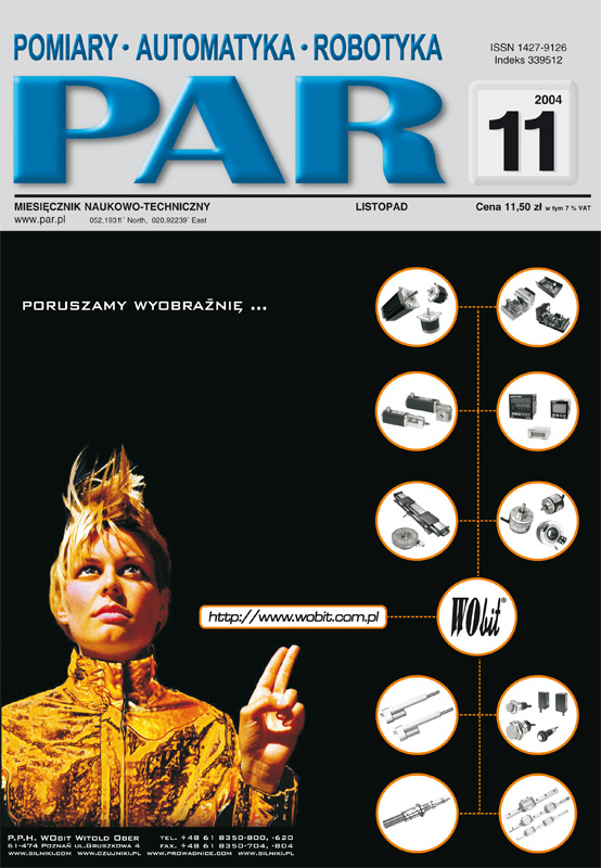 Okładka czasopisma Pomiary Automatyka Robotyka nr PAR 11/2004