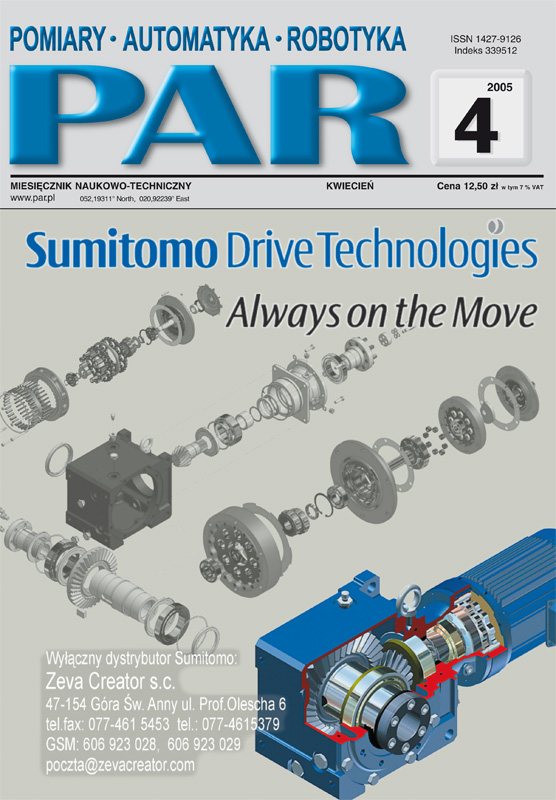 Okładka czasopisma Pomiary Automatyka Robotyka nr PAR 04/2005