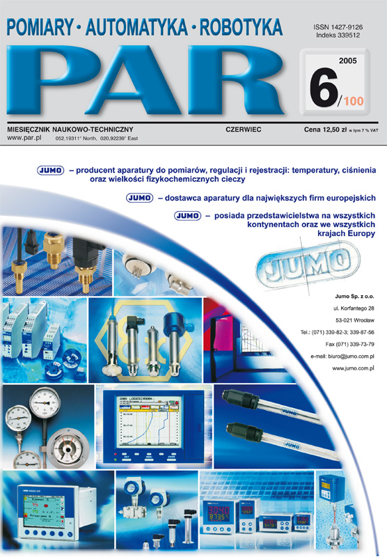 Okładka czasopisma Pomiary Automatyka Robotyka nr PAR 06/2005