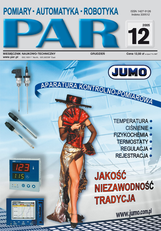 Okładka czasopisma Pomiary Automatyka Robotyka nr PAR 12/2005