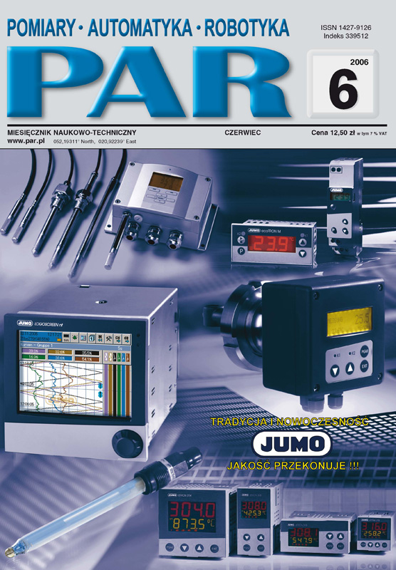 Okładka czasopisma Pomiary Automatyka Robotyka nr PAR 06/2006