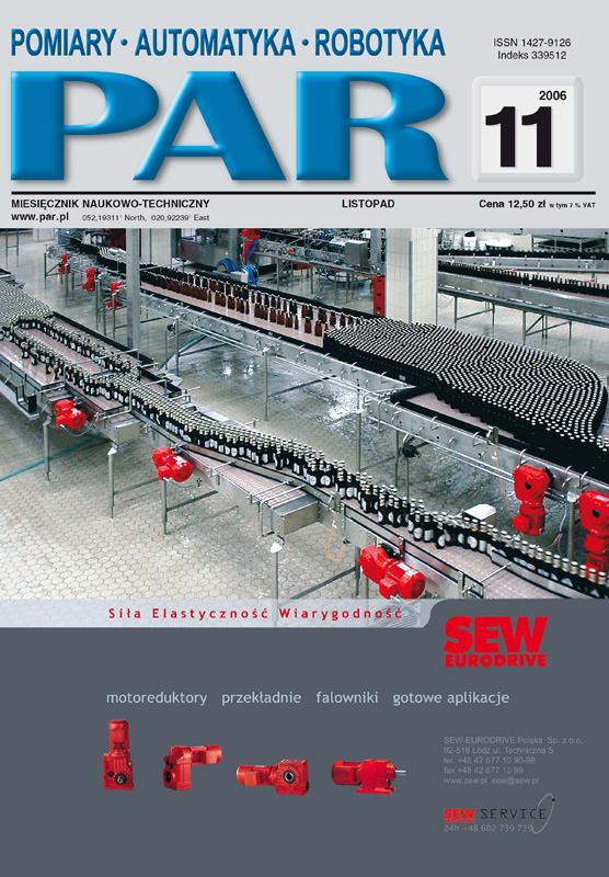 Okładka czasopisma Pomiary Automatyka Robotyka nr PAR 11/2006