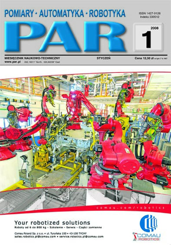 Okładka czasopisma Pomiary Automatyka Robotyka nr PAR 01/2008