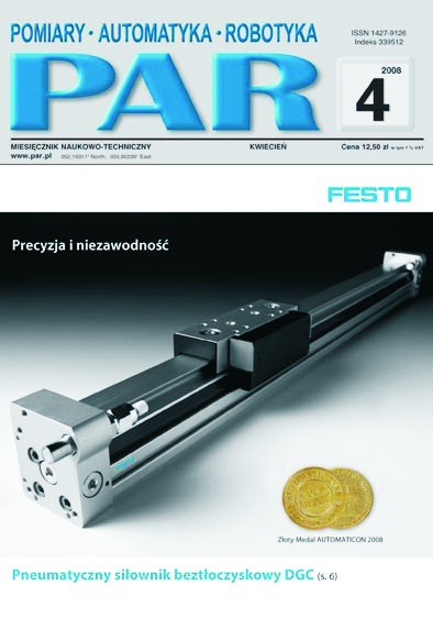 Okładka czasopisma Pomiary Automatyka Robotyka nr PAR 04/2008