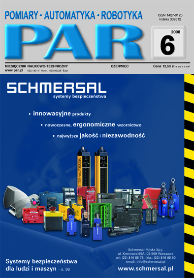 Okładka czasopisma Pomiary Automatyka Robotyka nr PAR 06/2008