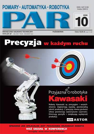 Okładka czasopisma Pomiary Automatyka Robotyka nr PAR 10/2008