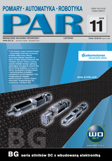 Okładka czasopisma Pomiary Automatyka Robotyka nr PAR 11/2008
