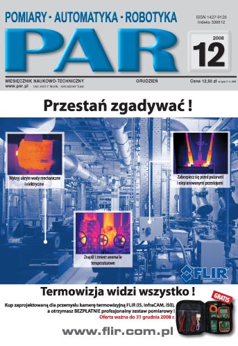 Okładka czasopisma Pomiary Automatyka Robotyka nr PAR 12/2008